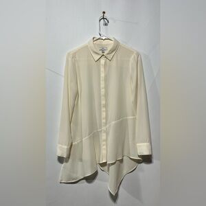 Halston Women’s Ivory Button Down Blouse Size XS